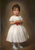 A little girl in a white dress