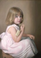 A little girl with a hairbrush